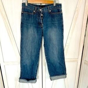 ✨J Crew button fly crop boyfriend blue jeans 👖 4